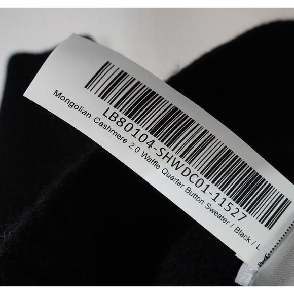 Quince Black Men's Mongolian Cashmere Waffle Quarter Button Size Large $130 1131 - Picture 6 of 7